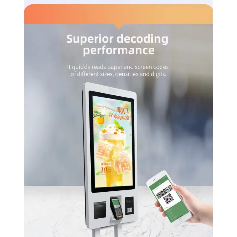 32 Inch Touch Screen Cashless POS Fast Food Self Service Order Payment Terminal Kiosk Floor Stand Machine