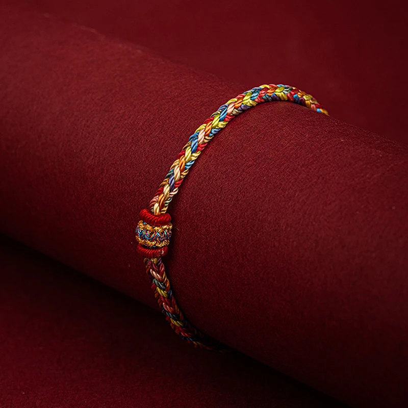 14CM Hand-woven Tibetan Bracelet Colorful Thread Good Lucky Charm Rope Bracelet Bangles For Women Men Knots Red Thread Bracelets