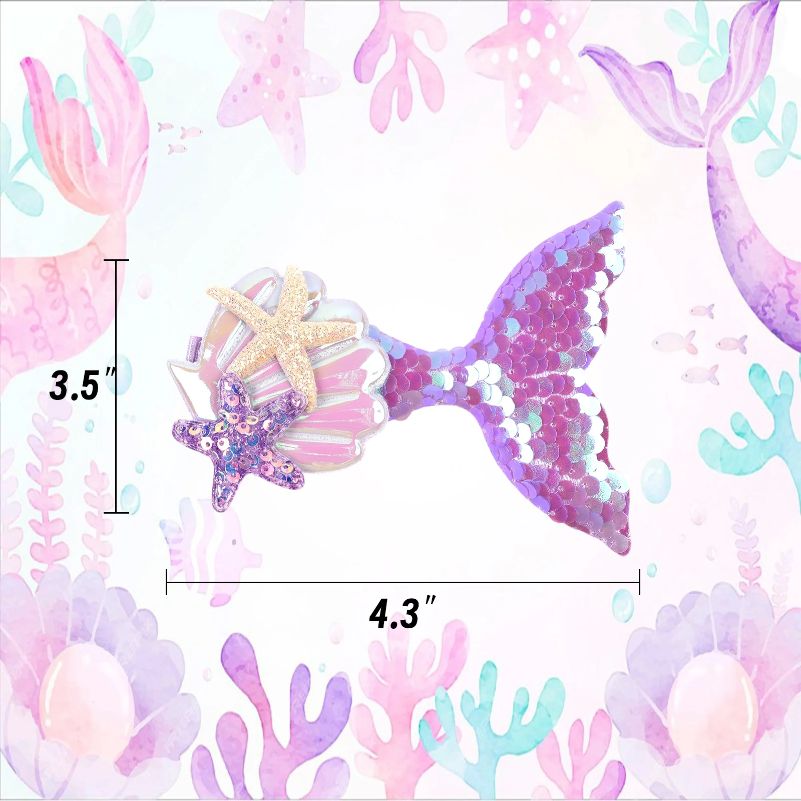 1PC Schöne Meerjungfrau Prinzessin Haarspange für Mädchen Glänzende Seestern Haarnadel Baby Kind Bang Dekorative Clips Cartoon Bunte Kopfbedeckungen – Detail 3
