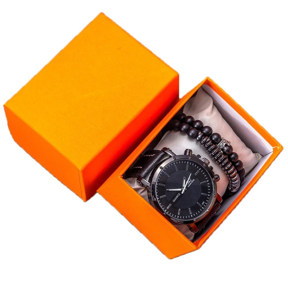Creative Men's Gift Set With Box Watches Bracelet Set Beautifully Packaged Casual Quartz Wristwatches Male Clock Gifts For Men