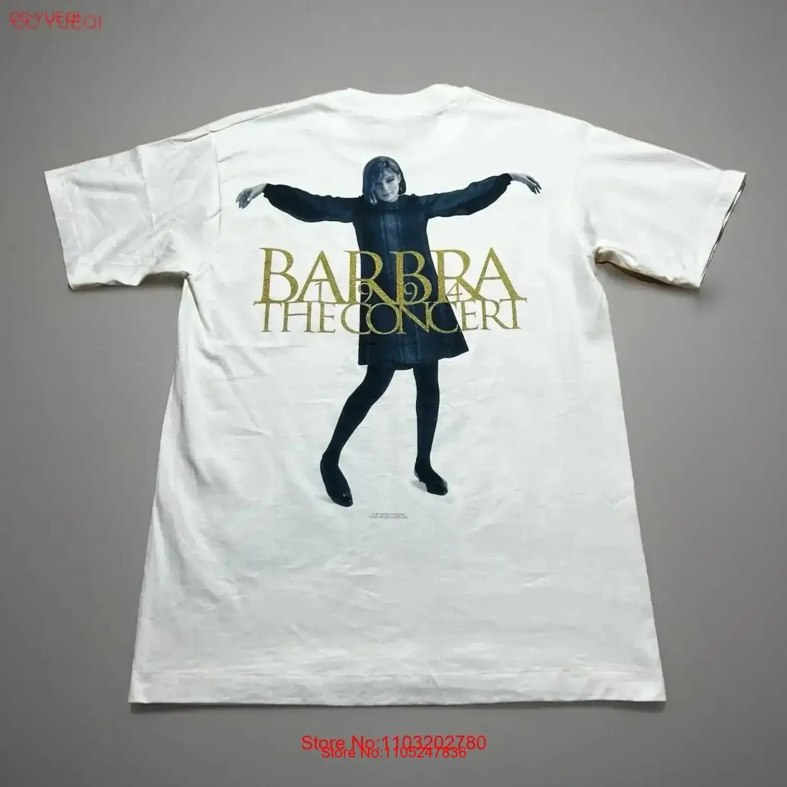 Camiseta Vintage de Barbra Streisand, Concierto de 1994, Nueva con Etiqueta, Estilo Años 90, Talla Mediana, Lavada, Ligeramente Desgastada, Estilo Urbano