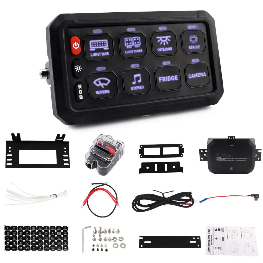 General 8 Gang switch panel Marine SUV ATV UTV Truck 4x4 12V 24V off-road Auto LED switch panel with circuit control box