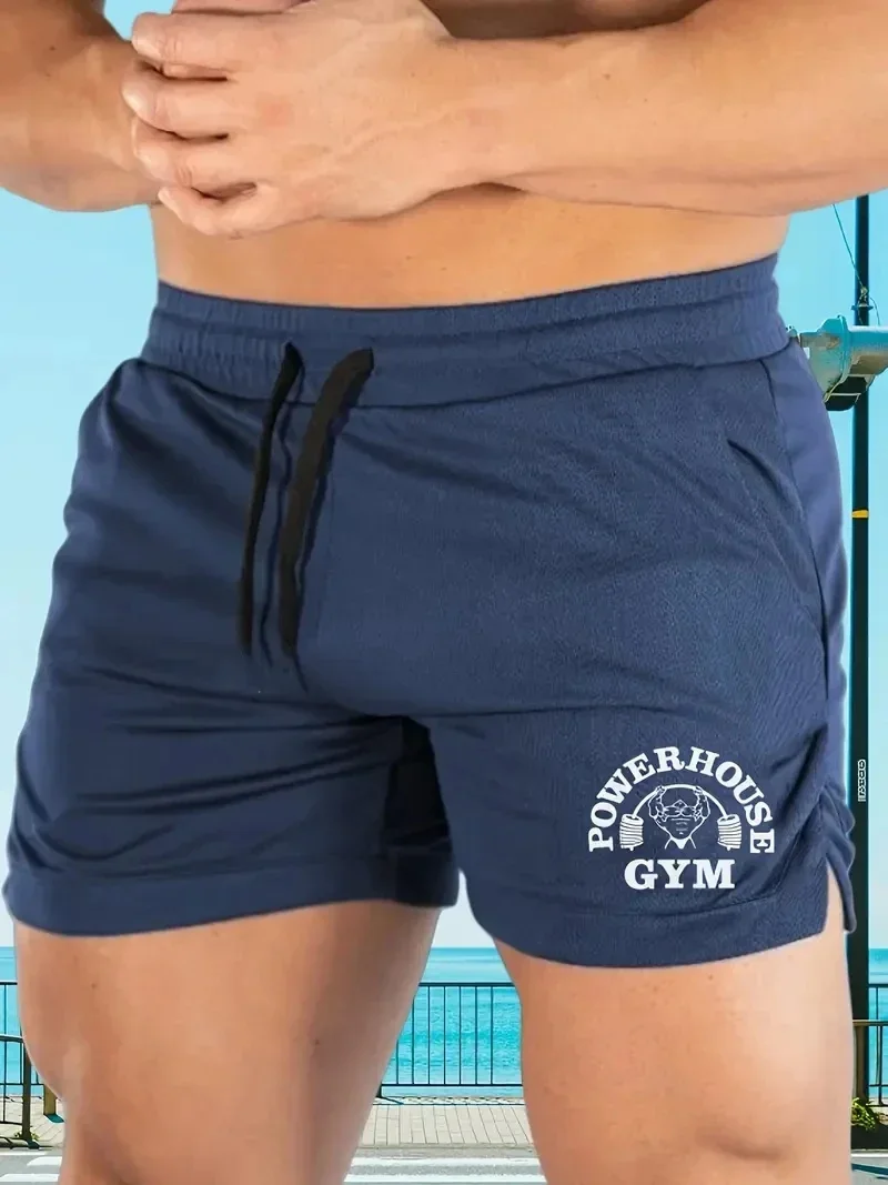 Summer New Men's Quick Drying Breathable Printed Sports Shorts, Fitness Running Shorts, Outdoor Training Shorts, Fitness Shorts