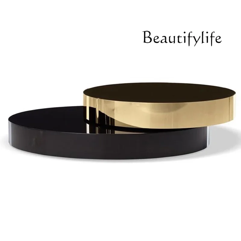 T Modern Simple New Glass Coffee Table Light Luxury Rotatable Dual-purpose Movable Rotating Living Room Round