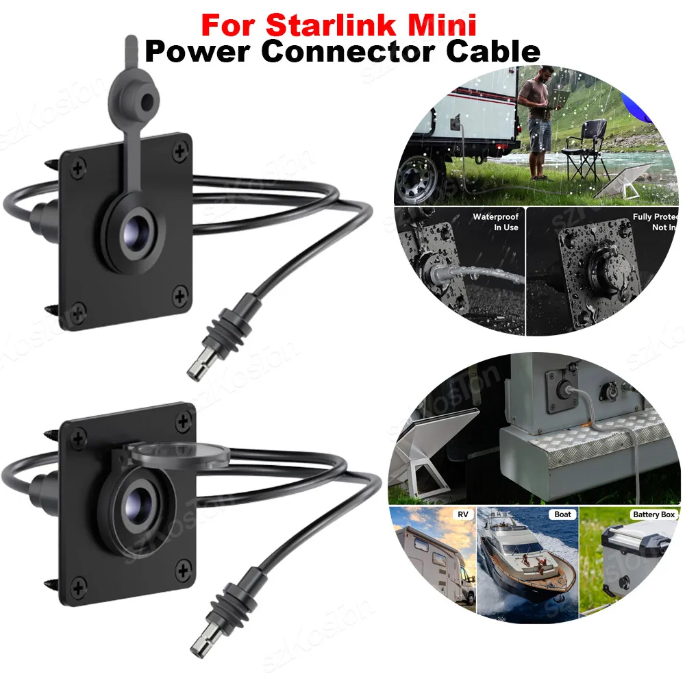 For Starlink Mini DC 5.5*2.1 Female Power Connector Cable Waterproof Wall Socket Passthrough Port for RV Boat Battery Box Outlet