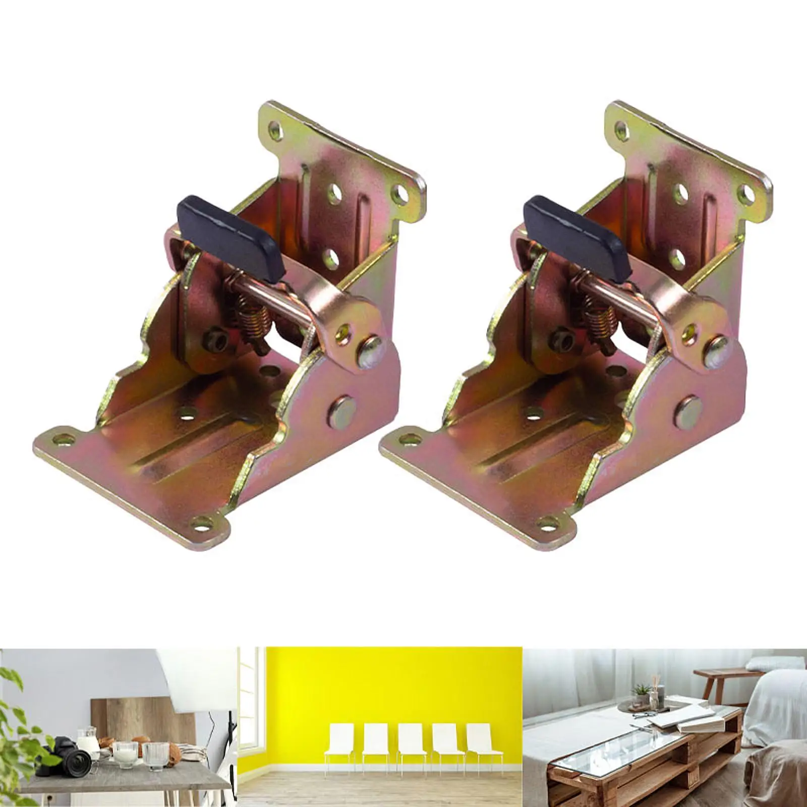 2 Pieces Self Locking Hinge Lock Extension Support Strong Load Bearing Table Leg Bracket Folding Bracket for Desk Worktables