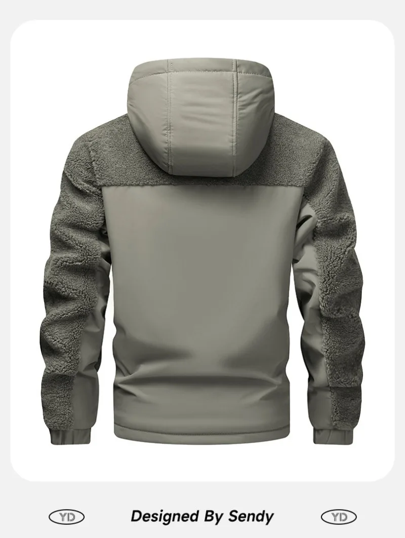 Ciclismo all'aperto Sport Campeggio Casual, Alla moda, Sciolto, Moda da uomo, Viaggi, Affari, Giacca in cotone di pelle di agnello calda e antivento