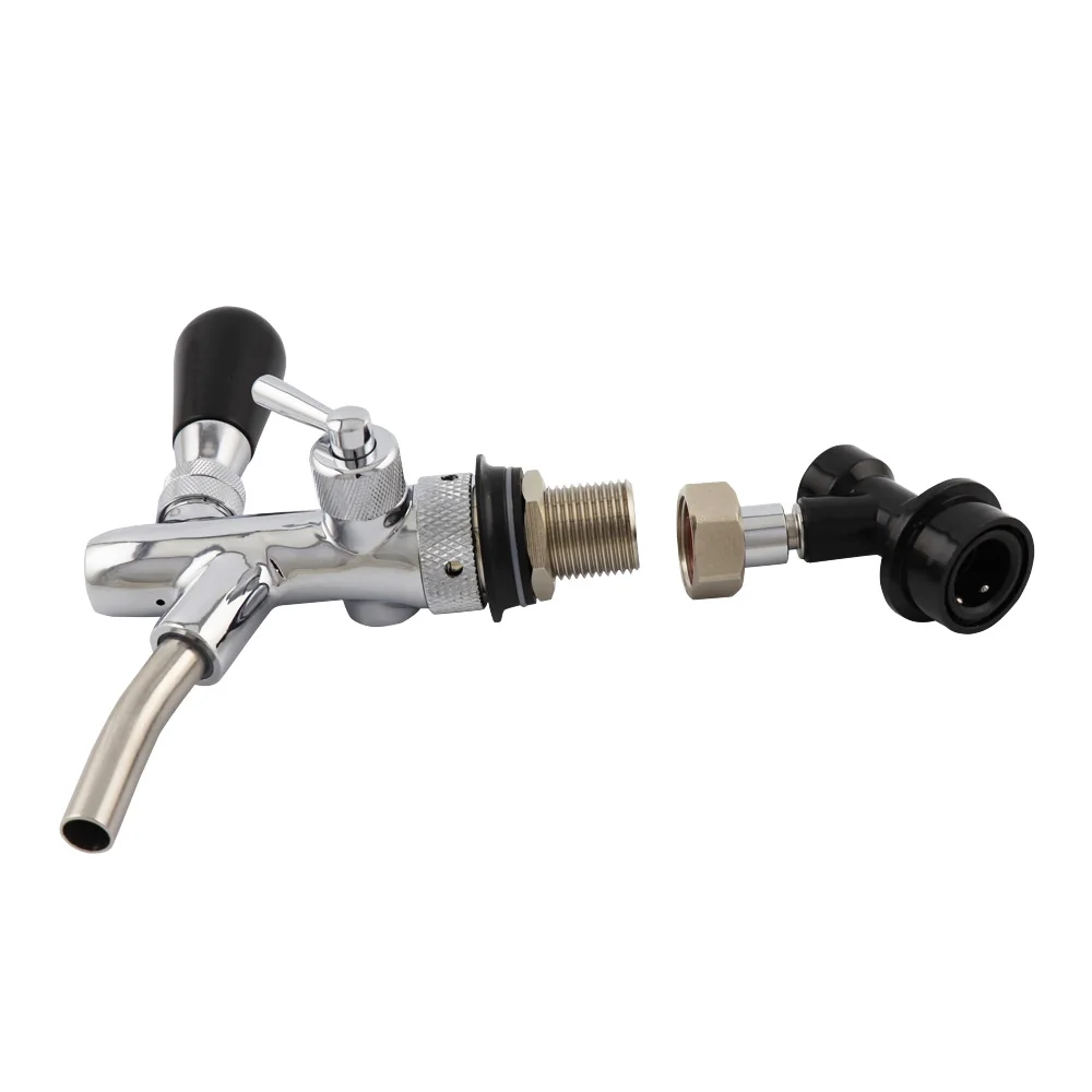 Adjustable Draft Beer Tap With Liquid Ball Lock Disconnect Chrome Plating Flow Control Beer Faucet Homebrew Kegerator