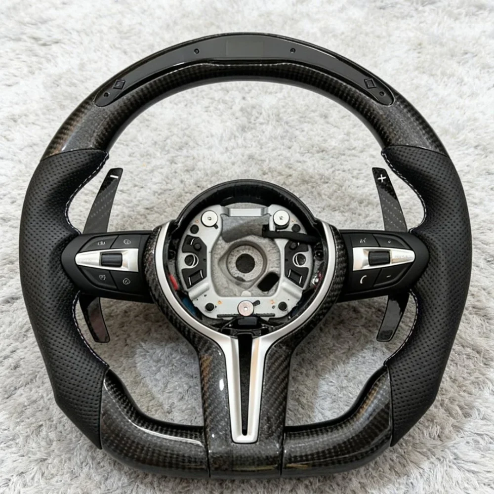 

Carbon Fiber M Sport F10 F11 F31 F20 F21 F22 F15 F16 F35 F36 F32 F80 M3 M6 E90 E92 1 3 4 5 Series LED Steering Wheel For BMW F30