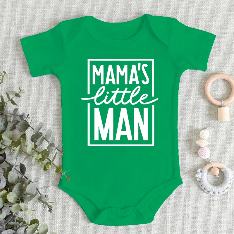 Mama\'s Little Man Print Newborn Autumn Bodysuit High Quality Soft Cotton Infant Boy Clothes Funny Cute Baby Short Sleeve Romper