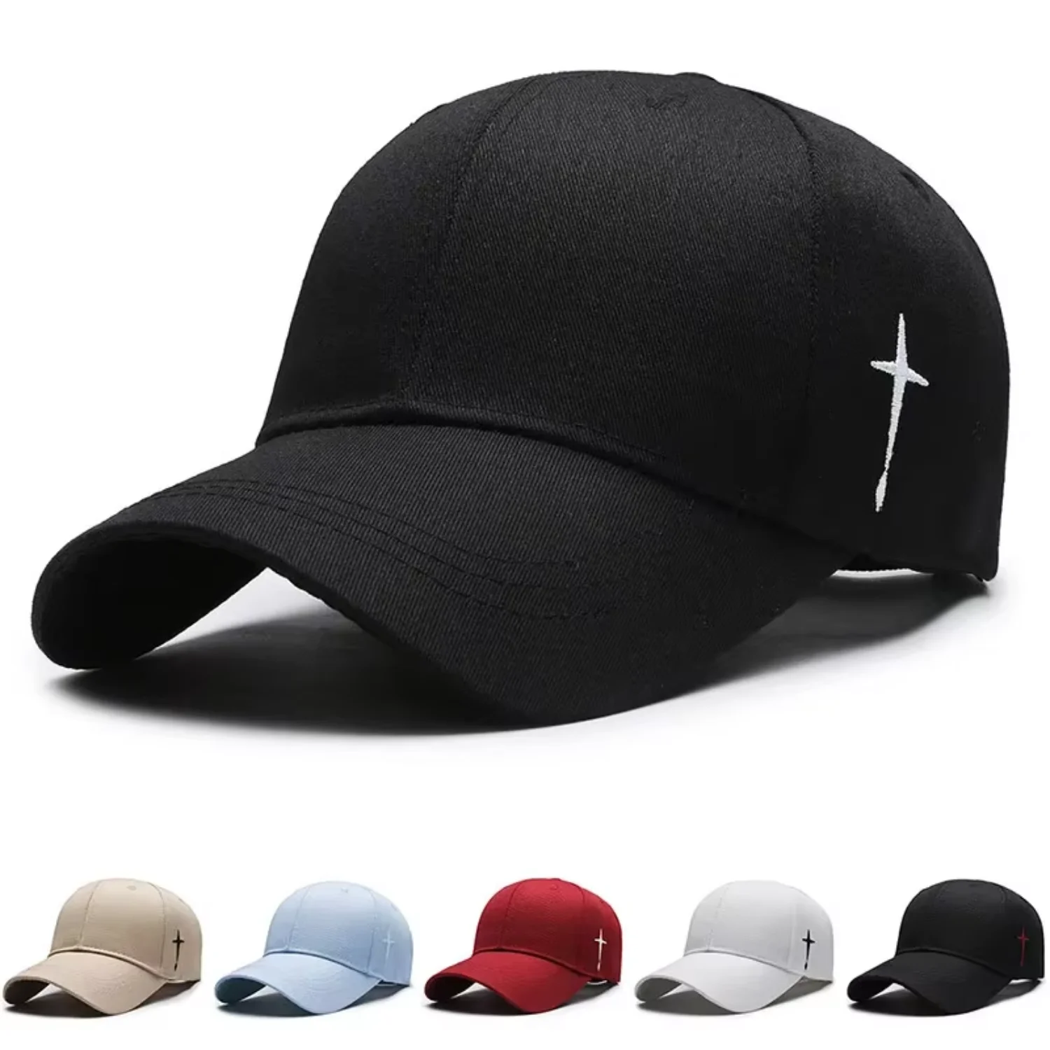 Unisex cross water drop self-made baseball cap, simple solid sunshade hat, outdoor adjustable hat