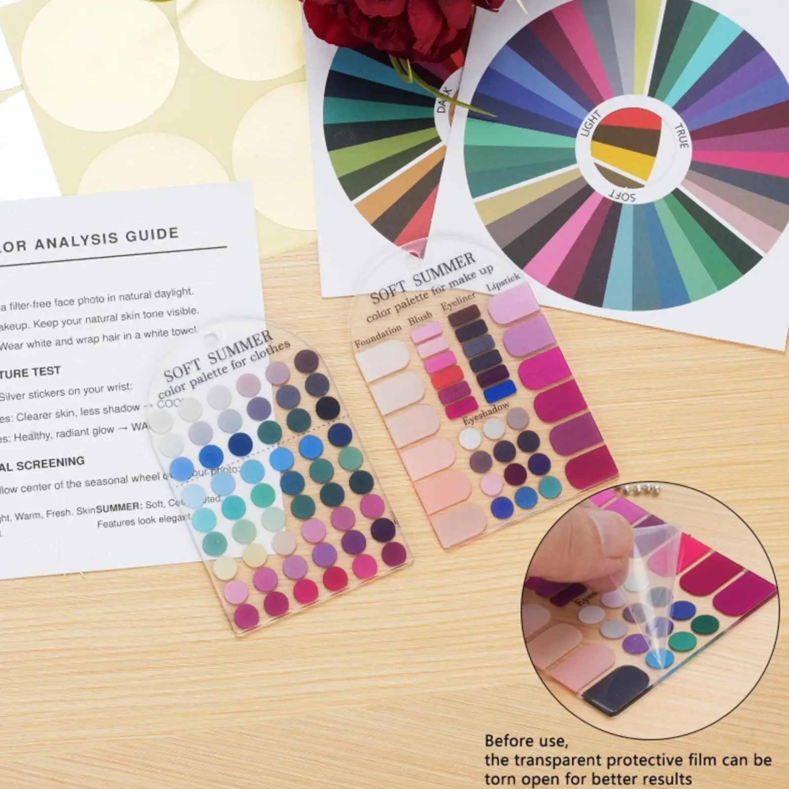 Acrylic Seasonal Palette Soft Summer Color Palette Card Color Sample Cards Matching Guide for Clothing Makeup Lipstick