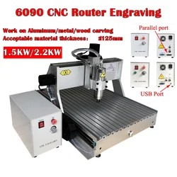 Enrutador CNC LY 6090, máquina de tallado de madera de 2,2 kW y 1,5 kW, fresadora y grabador para carpintería de Metal DIY