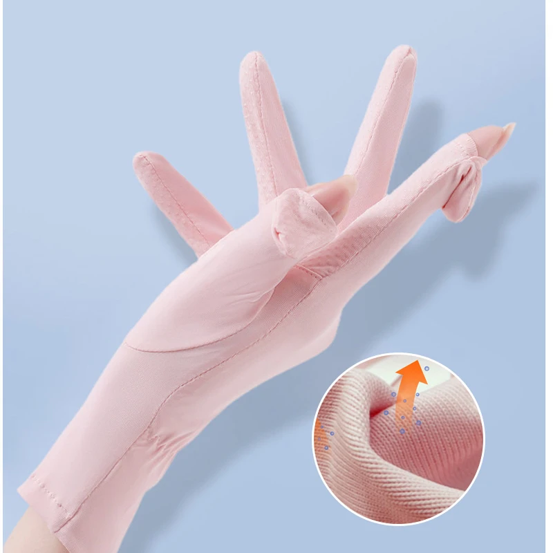 Women Summer Thin Sun Protection Gloves Touchscreen Breathable Non Slip Sunscreen Hand Covers For Driving Shopping Outdoor Sport