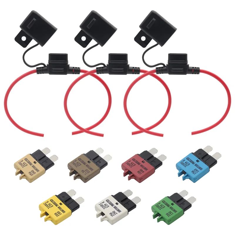 

Manual Reset Blade Circuit Breaker Fuse 1SET Car Pack 3A 5A 7.5A 10A 15A 20A 25A 30A Mixed For Marine Boat RV Truck Cars