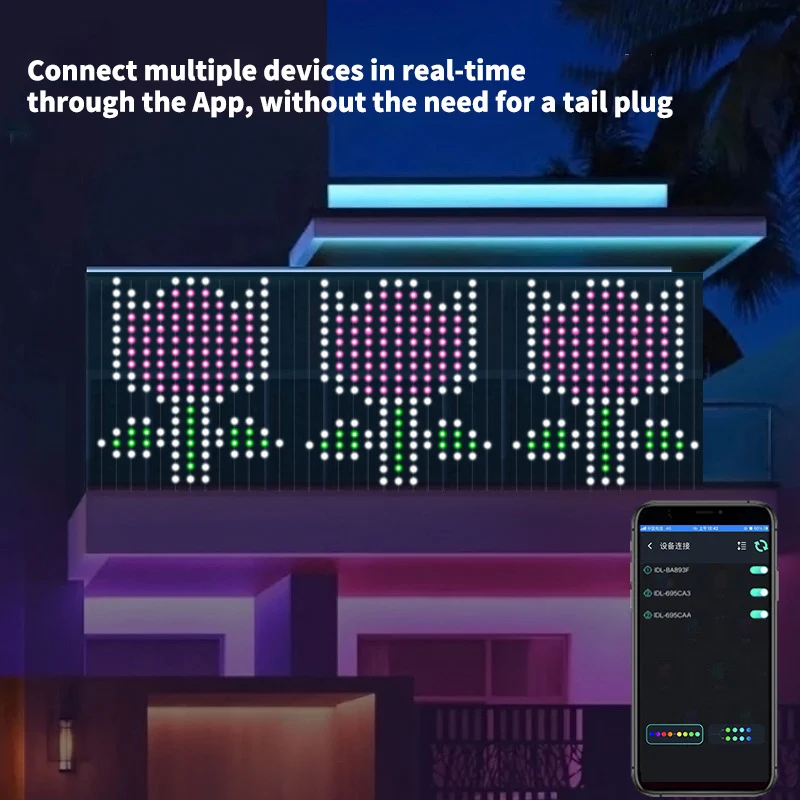 Smart Curtain Lights Supports Dynamic DIY App Control For Party Decoration Create Atmosphere Available Indoor And Outdoor
