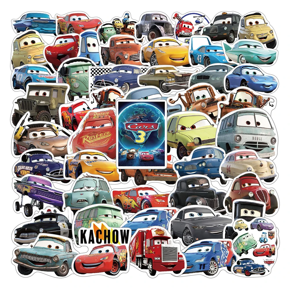 

10/30/50PCS Disney Cartoon Movie Cars Stickers Cool Lightning McQueen Decals Toys DIY Skateboard Bike Laptop Phone Fridge Gifts