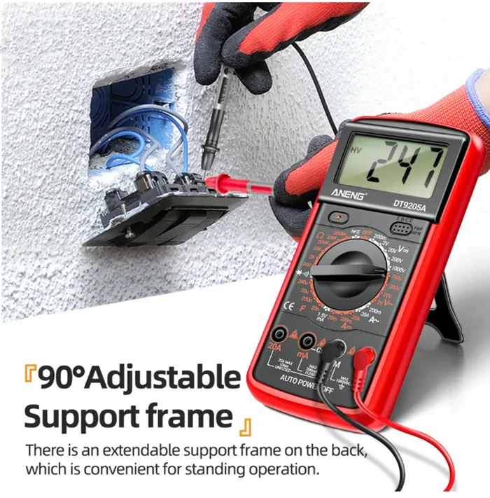 DT9205A-12 1999 contagens multímetro digital ac/dc testador de tensão atual medidor de teste elétrico multímetro analógico profissional