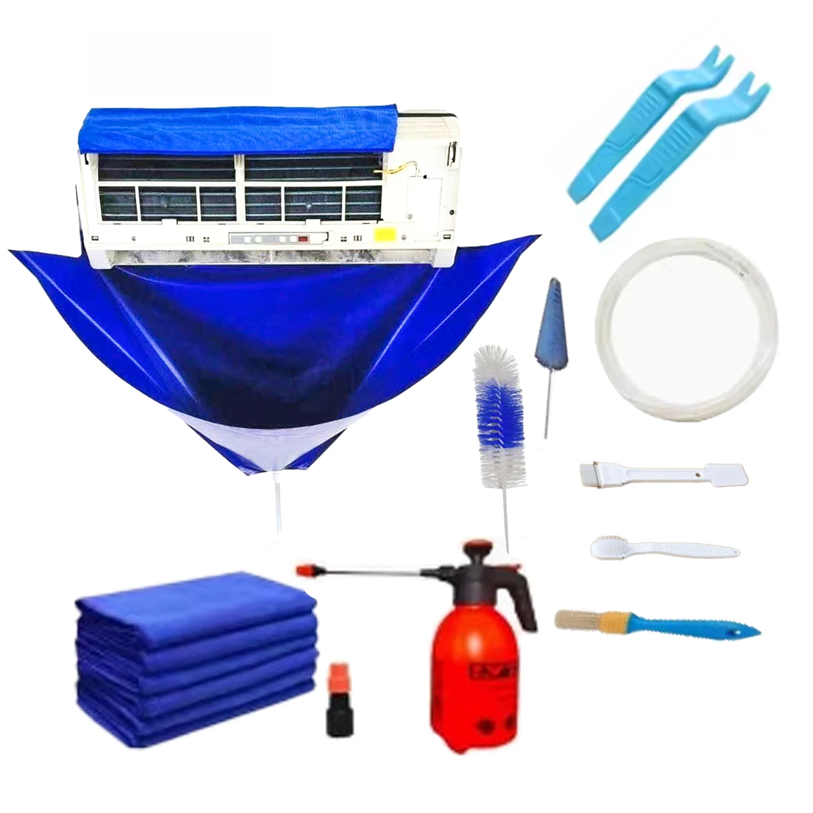 Air Conditioner Cleaning Kit Wall Mount Air Conditioner Bag with Drain Mini Split Cleaning Kit Cleaning Tools Waterproof Dust Co