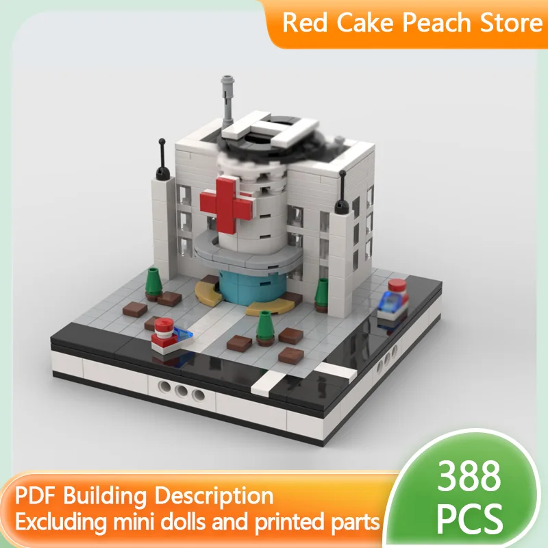 Model Ulicy Miejskiej MOC Klocki Konstrukcyjne Mini Miasto Szpital Modułowa Technologia Prezent dla Dzieci Zabawki do Składania Zestaw