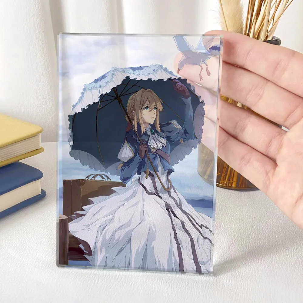 Anime Violet Evergarden 12cm Cosplay Acrylic Figure Transparent Desk Figure 4709 Kids Collection Toy