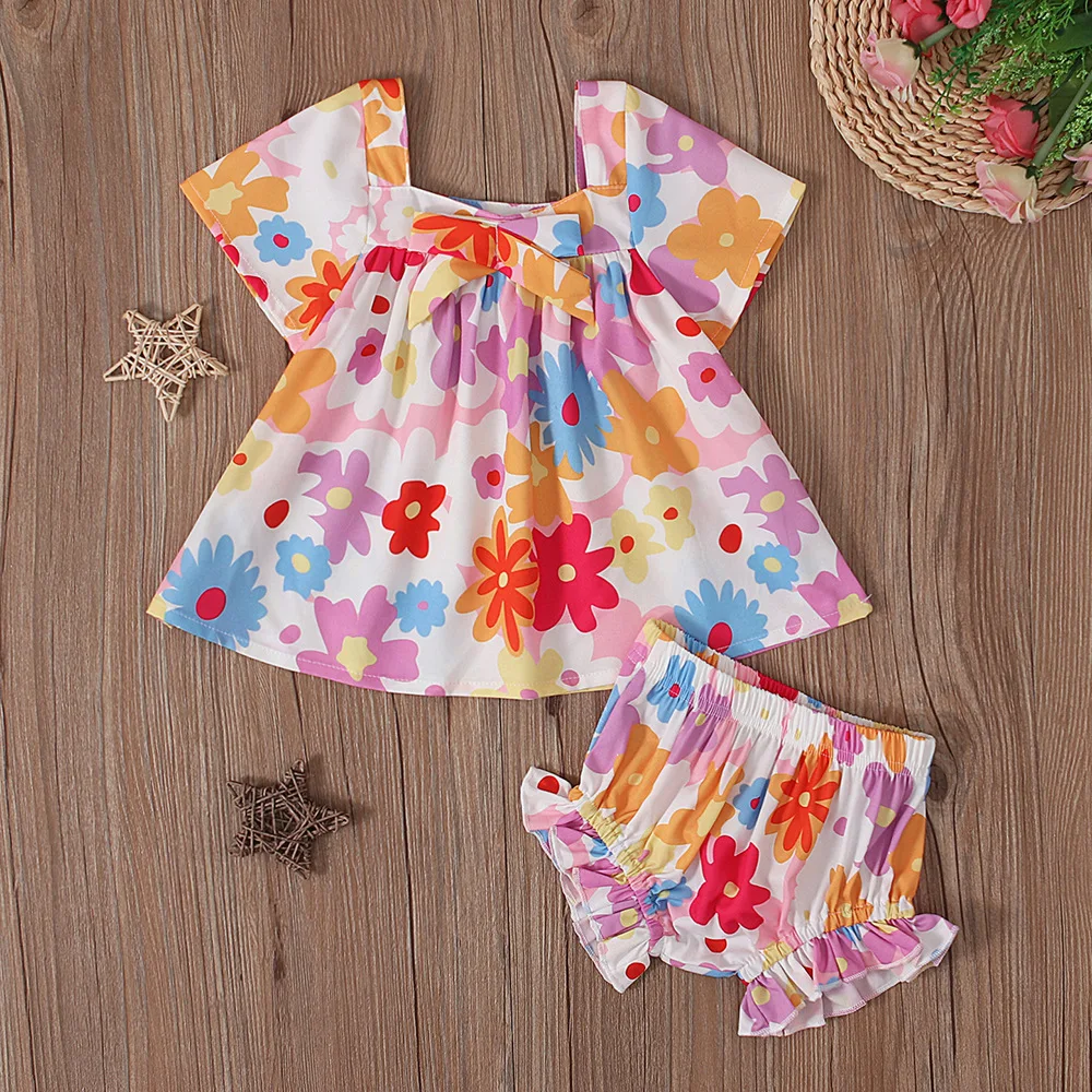 

2024 A Euramerican A Детская рубашка с коротким рукавом и лямкой через шею + комбинезон PP штаны комплект из 2 предметов детская одежда