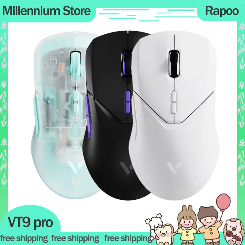 Rapoo VT9 pro Wireless Bluetooth Mouse VT9 PAW 3395 2-Modes Light-Weight Wireless Charge Office Gamers Mouses Long Playtime Mice