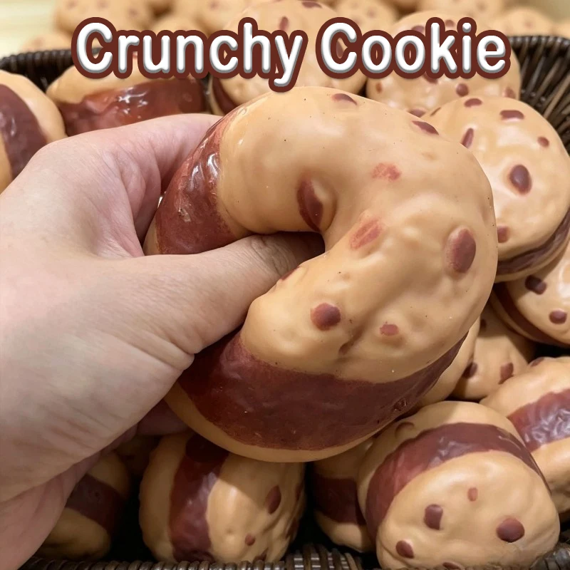 Crunchy Chocolate Cookie Squishy Stress Ball Round Block Squeeze Toy ASMR Anti‑Stress Hand Relax Fidget Gift Hand Relax Gift Toy