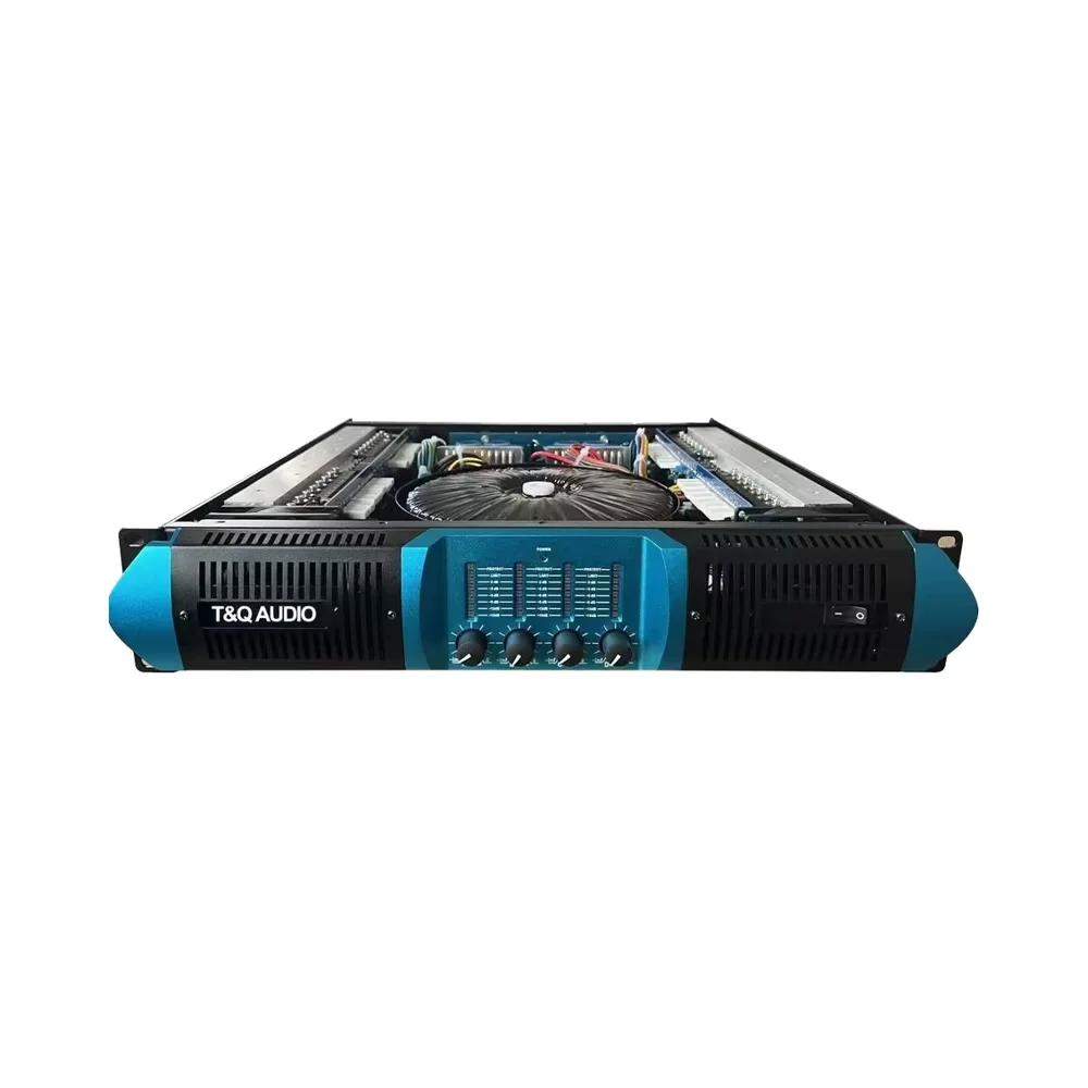 4CH 800Wx4 2U Rack Mount Pro Audio Power Amplifiers Class H with 8ohm Impedance Passive Metal Shell for Stage DJ Controller