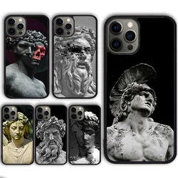 Greek God Statue Face Phone Case Cover for iPhone 17 Air 16 16e 15 13 14 11 12 Pro Max Plus  coque fundas Shell
