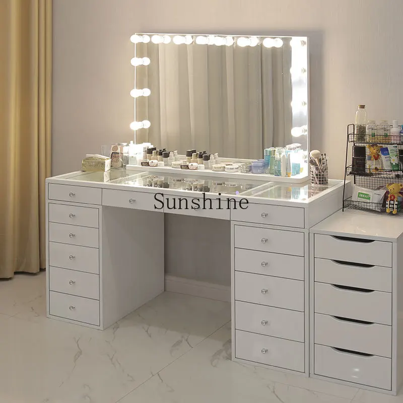 

1.5 meters large, storage cabinet integrated household, large-capacity ins makeup table with lamp