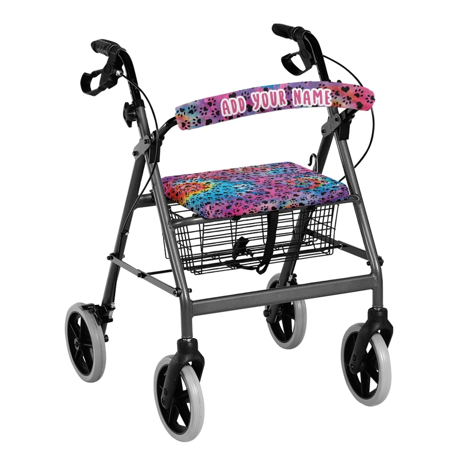 Coloranimal Heart 2PCS Rollator Walker Seat Back Cover Polyester Fabric Rollator Seat Covers for Ladies
