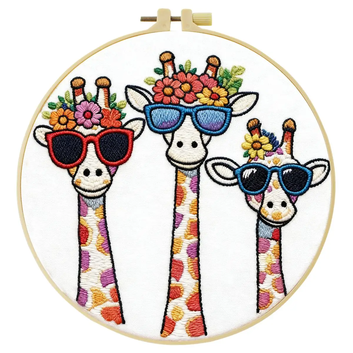 1 Stück 20X20CM/15X15CM 7,87/6,3 Zoll Tier - Giraffe Stickerei Starter-Kit DIY-Kit DIY-Stickerei-Set Handarbeiten – Detail 4