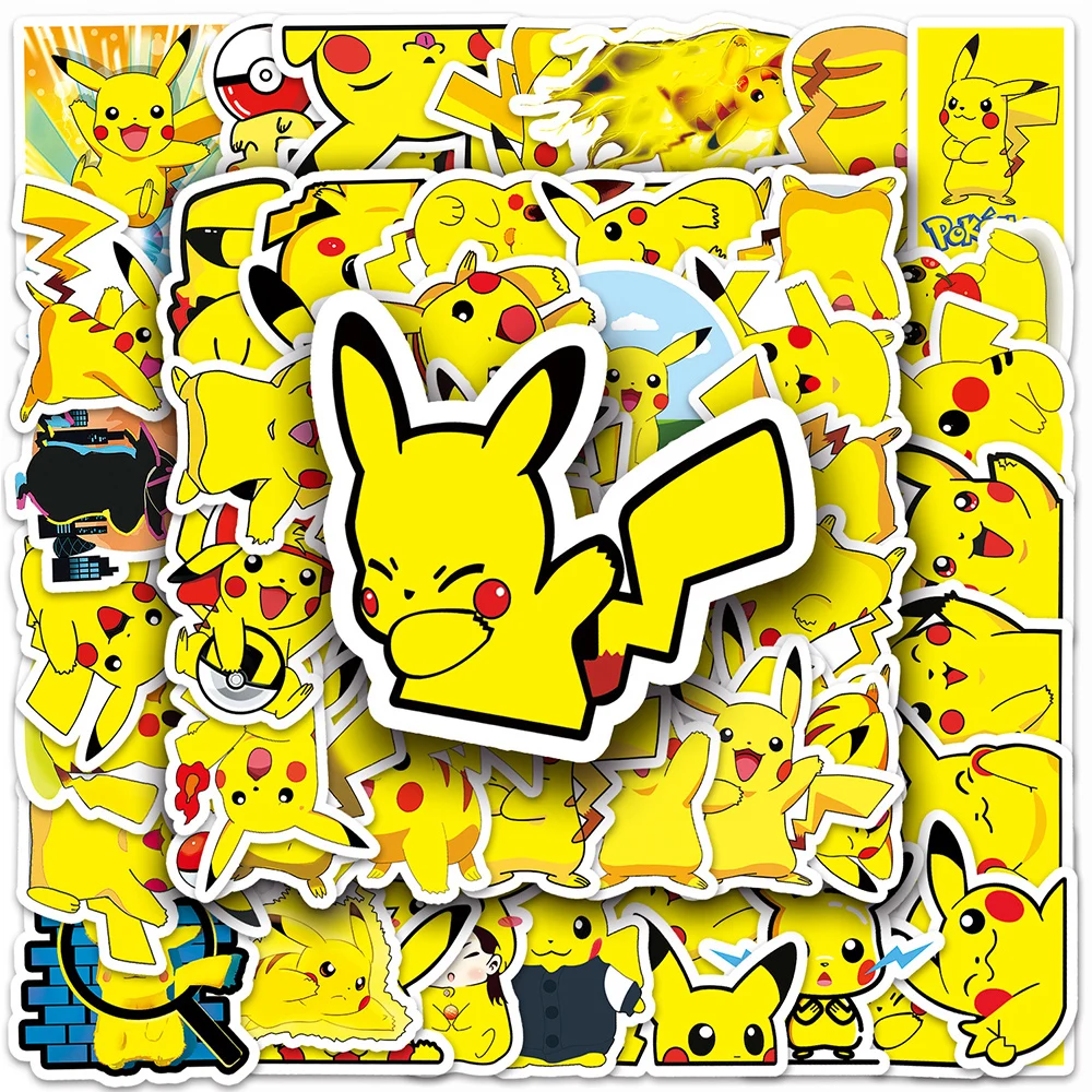 10/30/50PCS Kawaii Cartoon Pokemon Pikachu Stickers Decals Decorative Water Bottle Fridge Laptop Anime Sticker for Kids DIY Toys