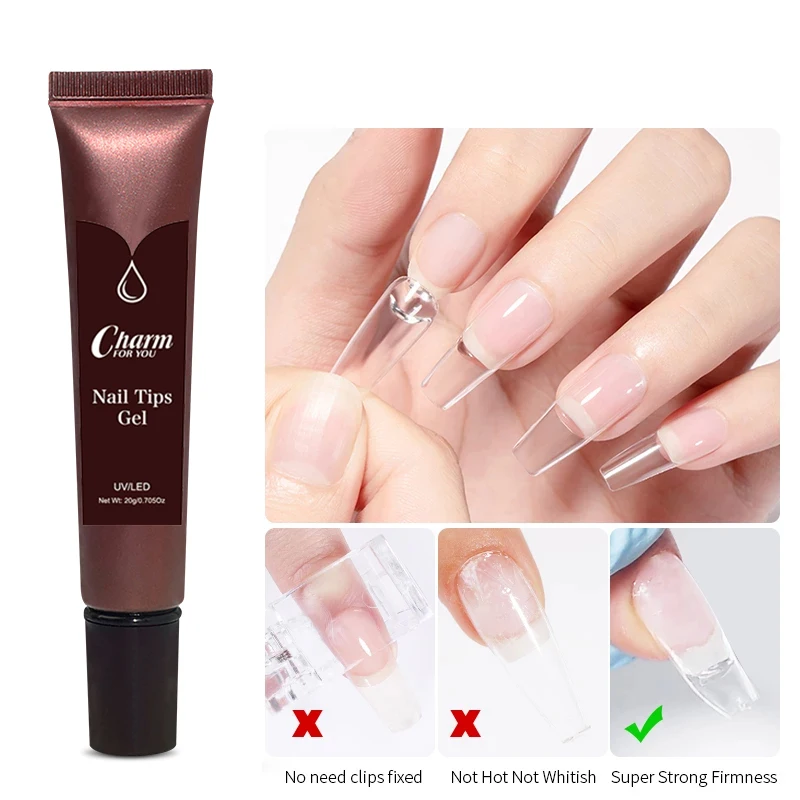 2in1เจลทาเล็บที่แข็งแรงมากสำหรับเล็บปลอมและเล็บแบบกดสำหรับต่อเล็บติดทนนานเจลทาเล็บ