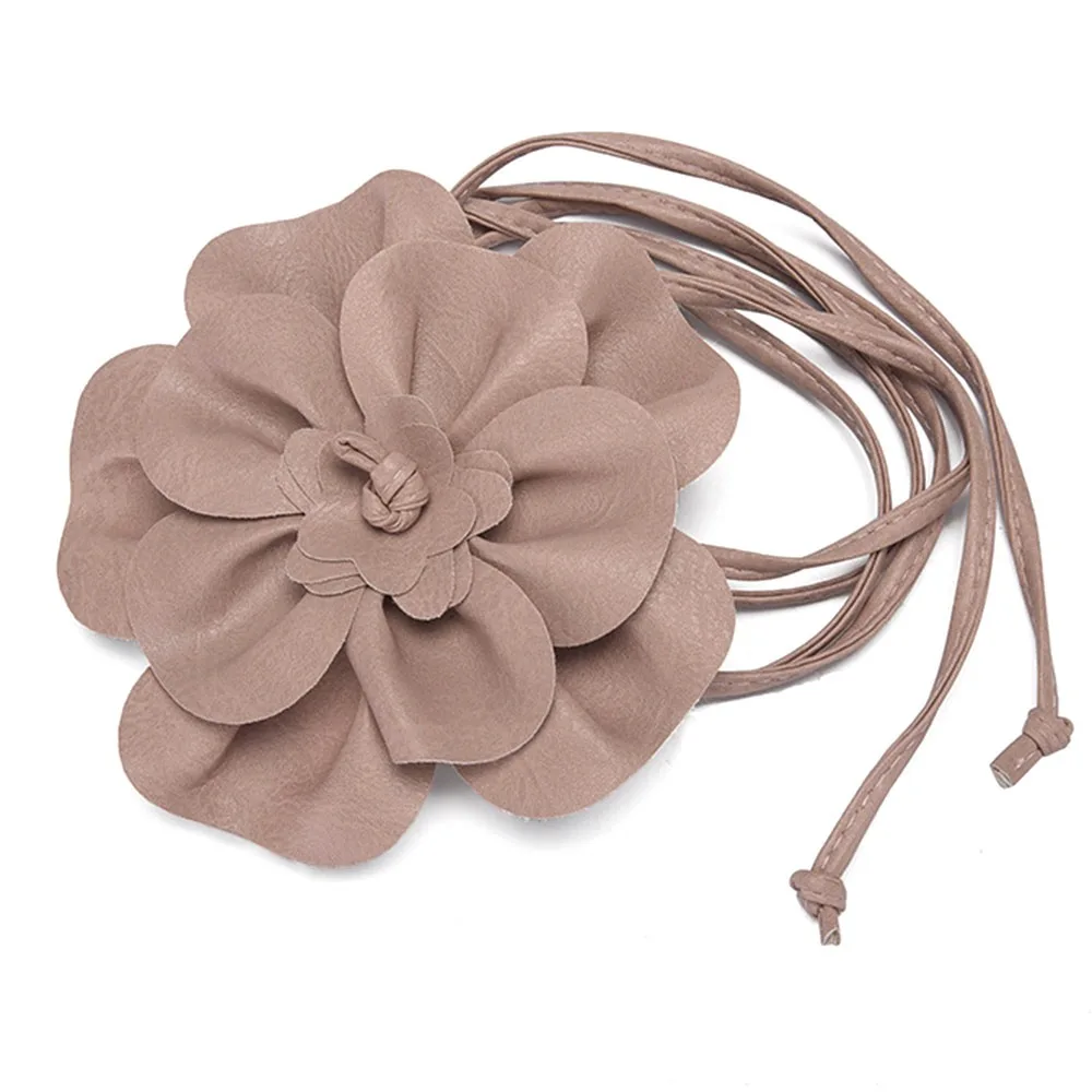 Fashion PU Leather Flower Rope Belts Luxury DIY Woven  display picture 1