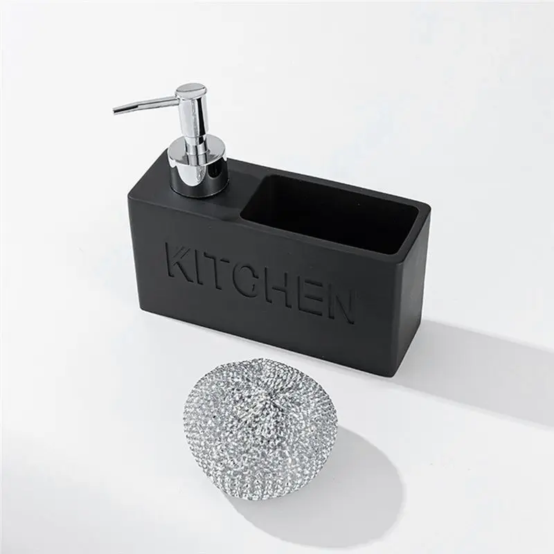 Best-Kitchen Dish Soap Dispenser Storage Box Set Kit Countertop Liquid Hand Refillable Bottle With Cleaning Sponge Holder, Durab