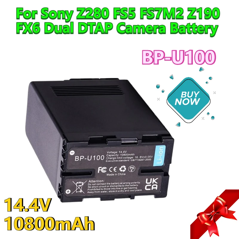 

14.4V 10800mAh BP-U100 Battery for Sony Z280 FS5 FS7M2 Z190 FX6 Dual DTAP Camera Battery