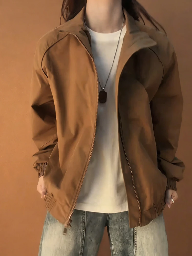 

Куртка Cleanfit Brown American Pilot Short Work Jacket в молодежном бейсбольном стиле для мужчин, весенне-осеннее пальто стандартного кроя с декоративной строчкой