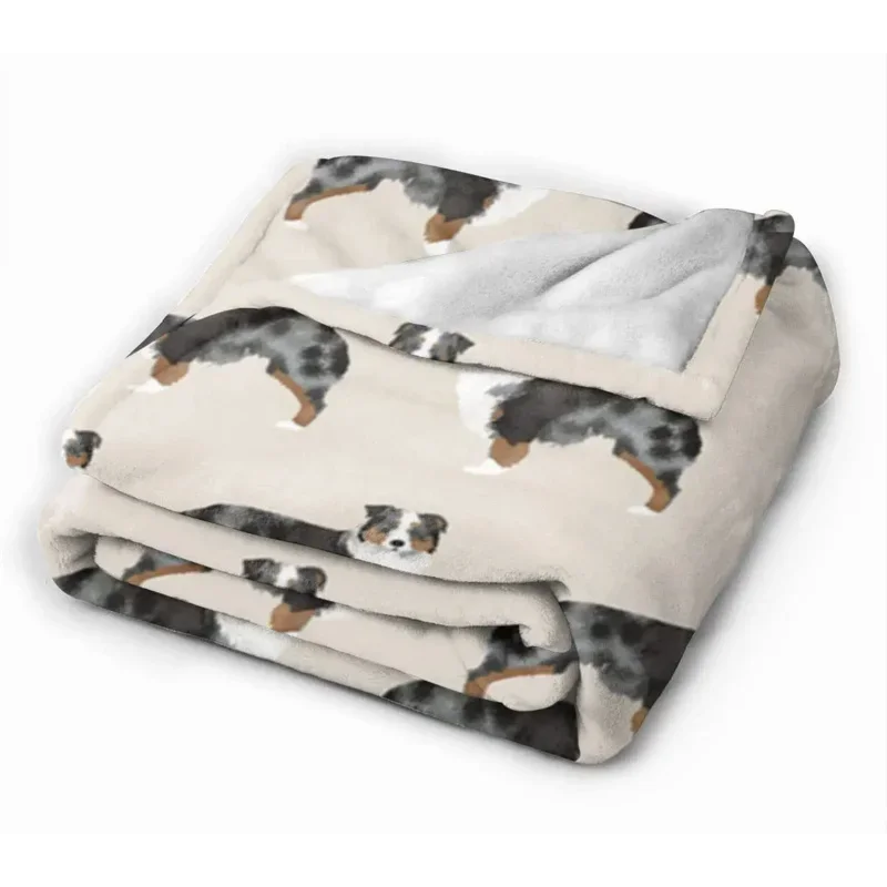 Australian Shepherd Sherpa Fleece Blanket Throw for Home Office Travel Couch Sofa Warm Cozy Lightweight Fleece Bed Blanket Gift