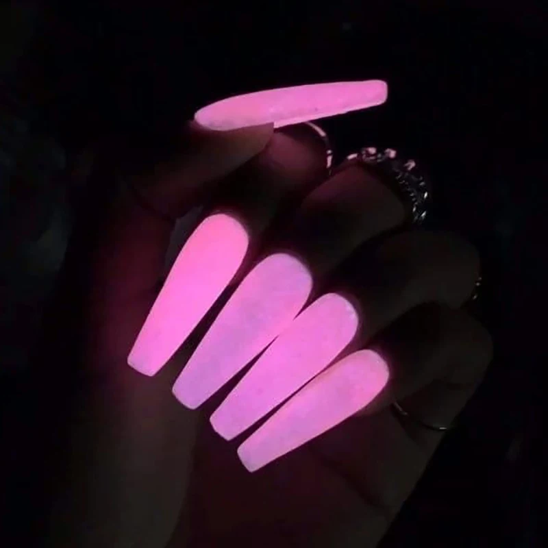 Polvo de brillo de uñas de fósforo luminoso, 50G, 12 colores, polvo fluorescente brillante verde/azul/rojo, polvo de manicura que brilla en la oscuridad # 2025