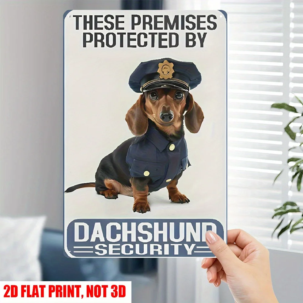 2D Retro German Shorthaired Pointer Security Metal Sign 12x8 Inch, These Premises Protected by German Shorthaired Pointer Funny