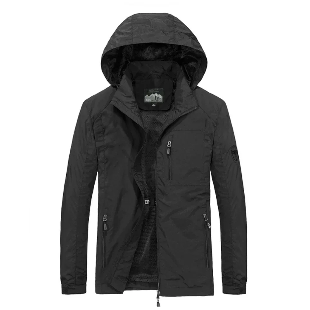 Men\'s New Outdoor Windproof Jacket Waterproof Hood Waterproof Windproof Casual Jacket Men\'s Clothing Autumn Jacket Men\'s Top