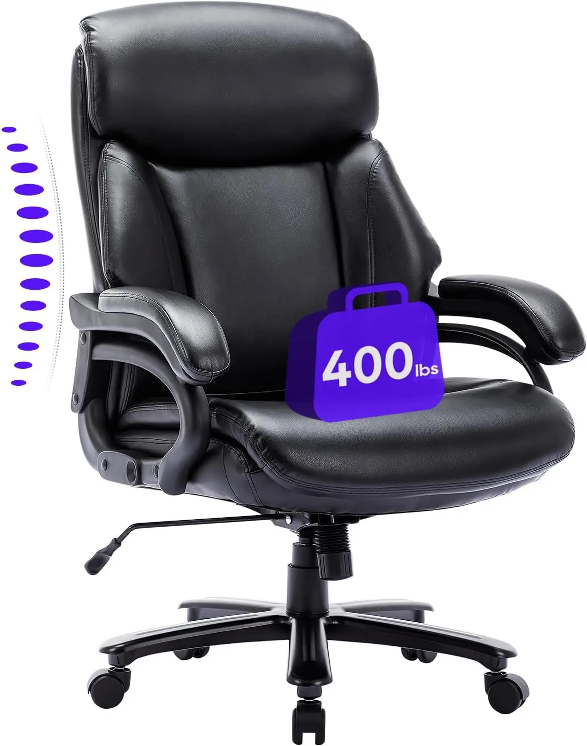 

Big & Tall Office Chair 400lbs-Heavy Duty Executive Desk Chair with Extra Wide Seat, High Back Ergonomic Leather Computer Chair