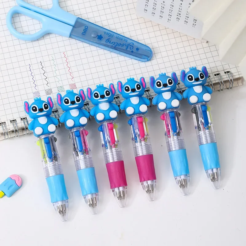 36pcs Disney Cartoon Lilo And Stitch Four-color Ballpoint Pen Anime Student Diy Handbook Pen Color Marker Pen Stationery Gift