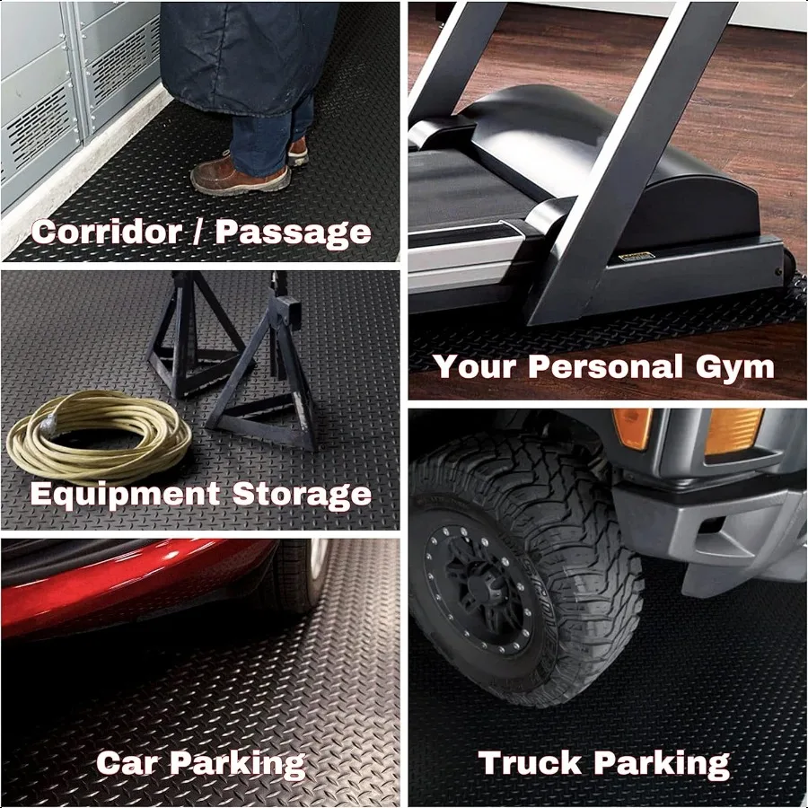 4x6 أقدام قسط المرآب الكلمة حصيرة الصلبة 2.8 مللي متر سميكة الأسود التجارية الصف الثقيلة وقوف السيارات حصيرة لسيارة الغولف أرضية المرآب #6