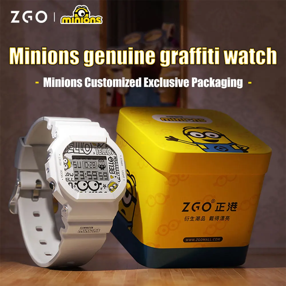 Minions Joint Watch Cartoon Cute Sports Waterproof Multi-function Electronic Watch Alarm Clock Students Girls Boys Children Gift