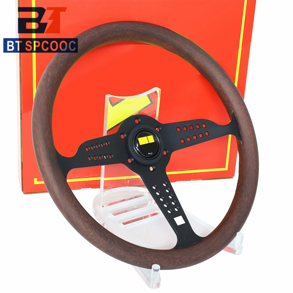 Car Modification Classic Retro Car Sports Steering Wheel 14inch 350mm Concave Wood Grain Look