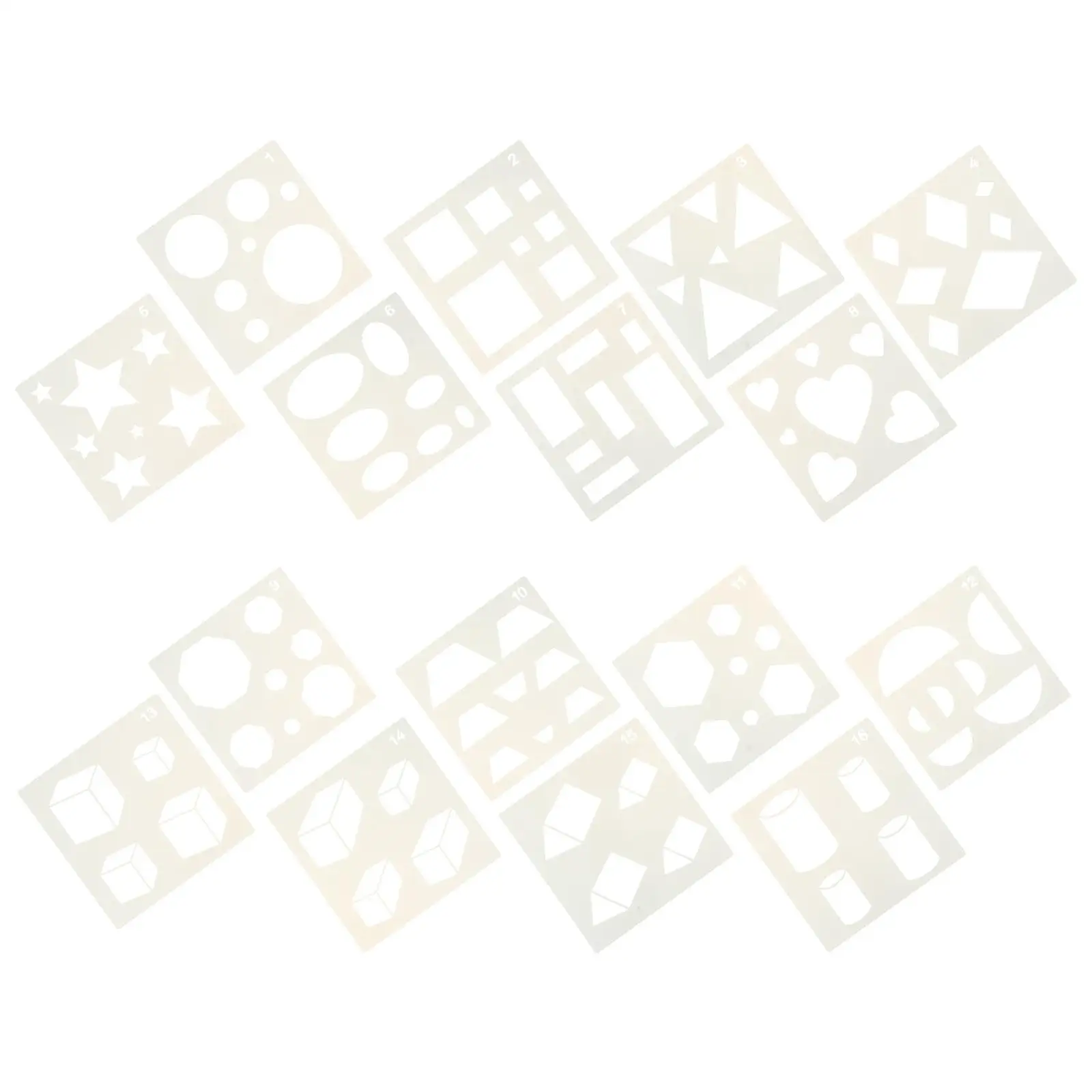 

16pcs Mathematical Graphics Template Plastic Stencil Set for Education Tracing Teaching Kids Crafts DIY Projects Geometric