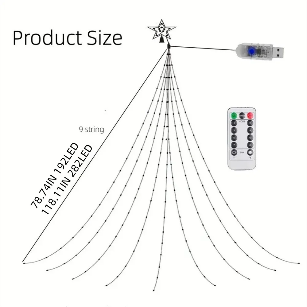 1 قطعة 2 متر/3 متر عيد الميلاد USB ستار شلال ضوء مع 8-وضع التحكم عن بعد ، تستخدم للحزب والعطلات الديكور ﻿